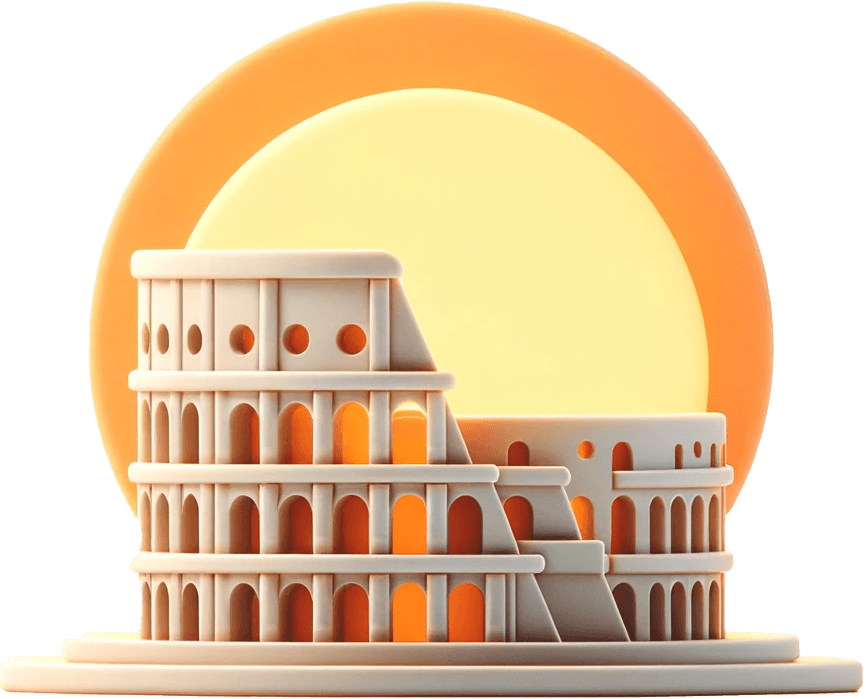 The sun rising behind the Colosseum